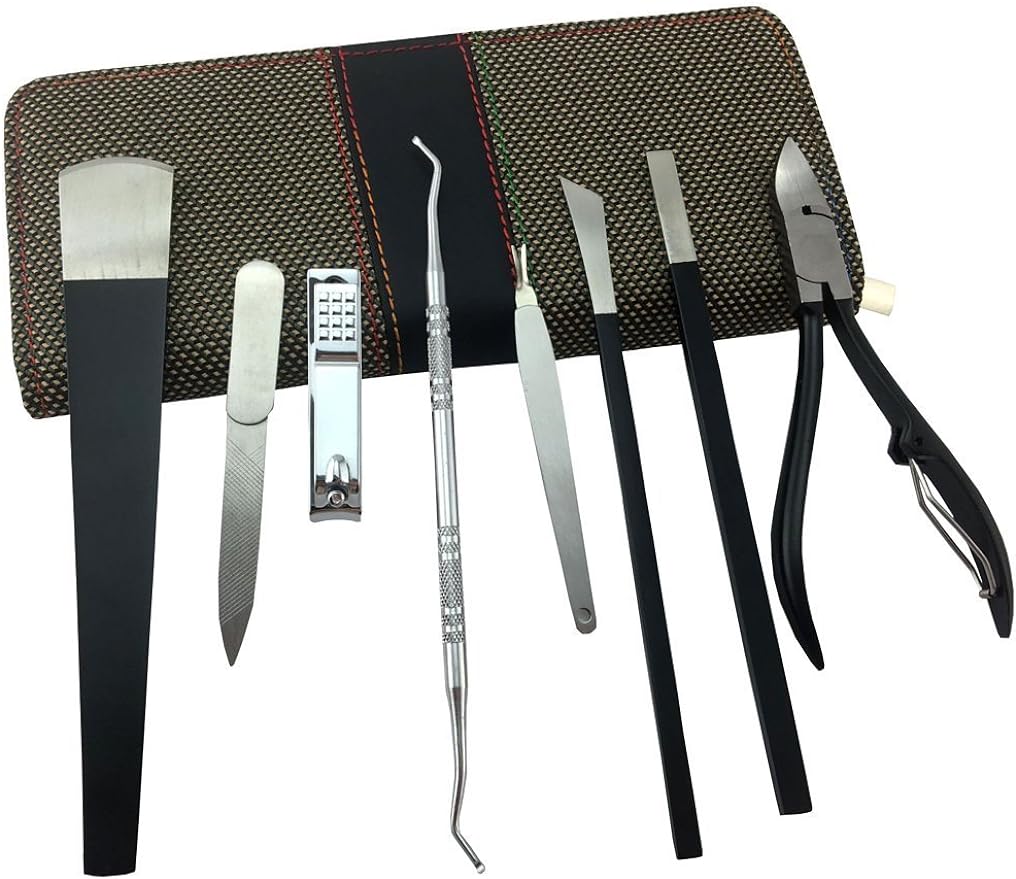 FASHION CRAFT Manicure Sets Pedicure Sets Professional Pedicure Knife Kit Foot Care：nail Clippers+nail Files+nail Buffers+nail Scissors 8Pieces Tool