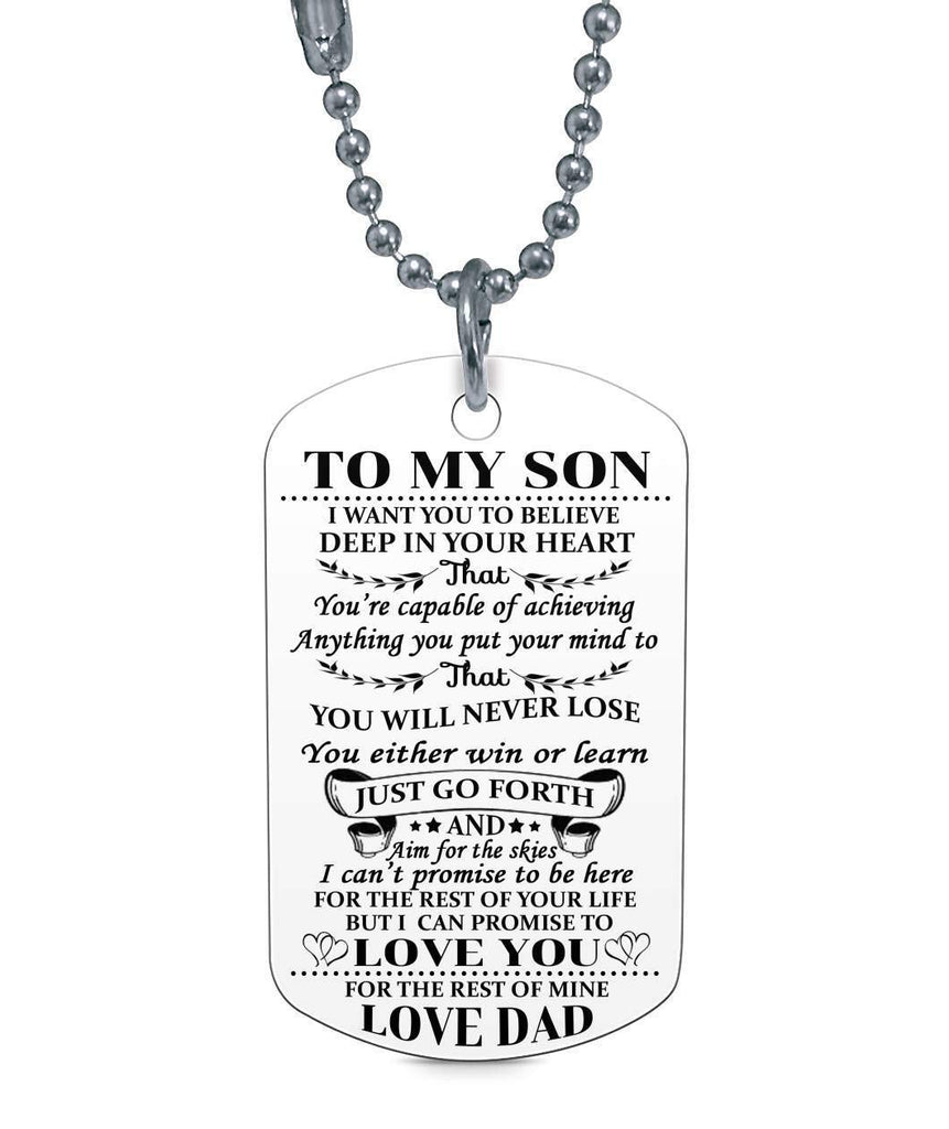To My Son Dog Tag Military Necklace Ball Chain RB2034#