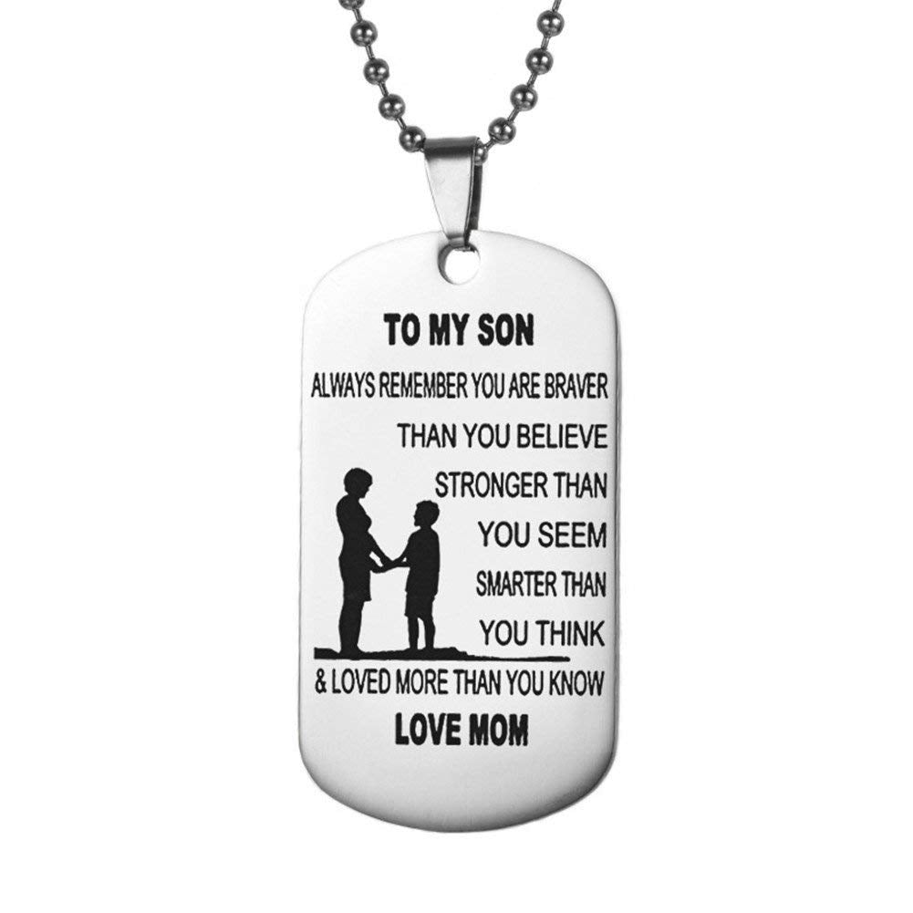 Mum To Son Dog Tags For Son Necklaces Military Stainless Chains RB2012#