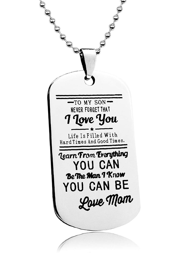 My Son Dog Tags From Mum Boys Necklaces Military Chains RB2021#