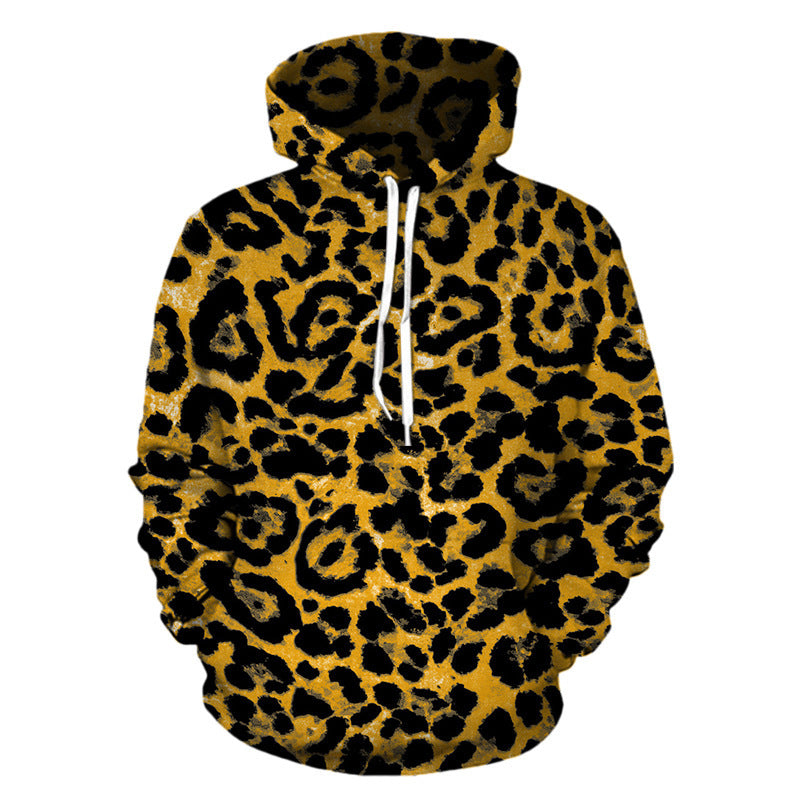 3D Leopard Print Pullover Hoodie Sweatshirt GK0122#