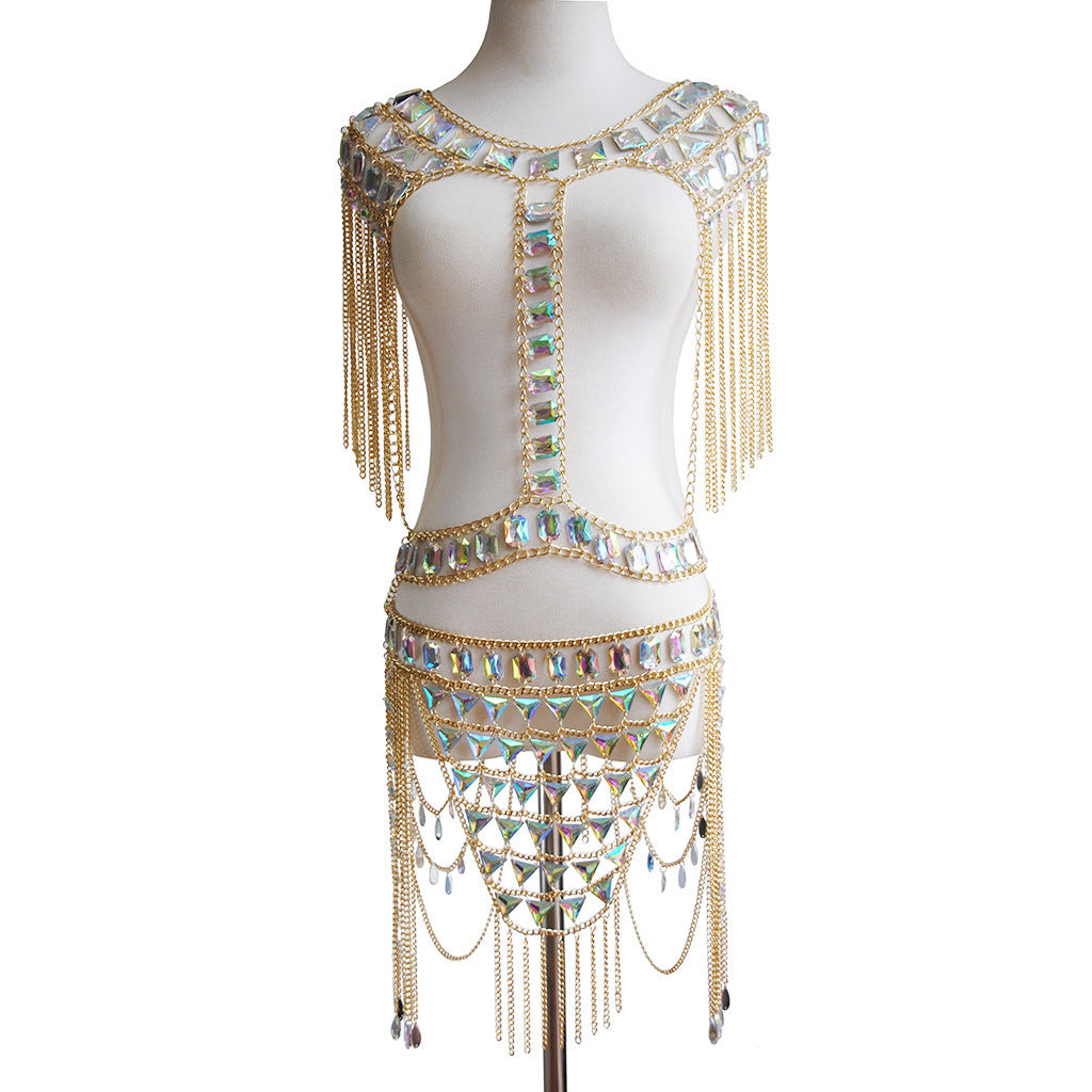 New jewelry, nightclub beach versatile body necklace, fashionable and sexy body chain waist chain set