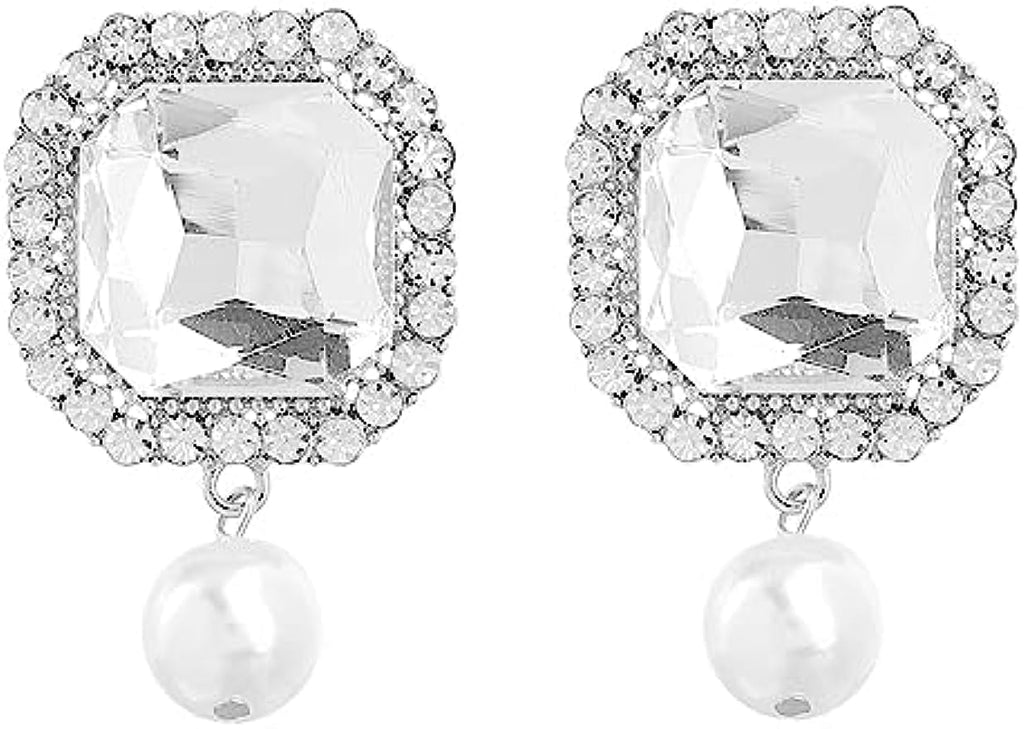 MEACHEAL Crystal Long Drop Dangle Pearl Earrings for Women Wedding Bridal Party Jewelry M19#
