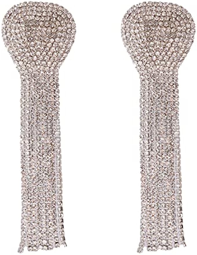 MEACHEAL Rhinestone Earrings Dangling for Women Long Chandelier Earrings Tassel Fringe Crystals Fashion Dangle Earring N20#