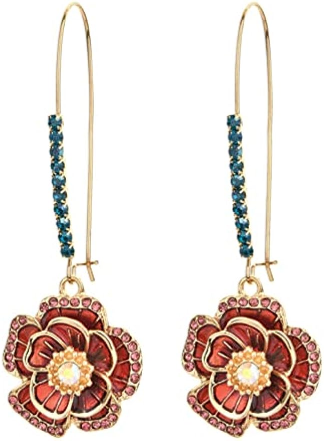 BASIC HOUSE Women's Boho Red Flowers Hook Drop Earrings Jewelry N14#