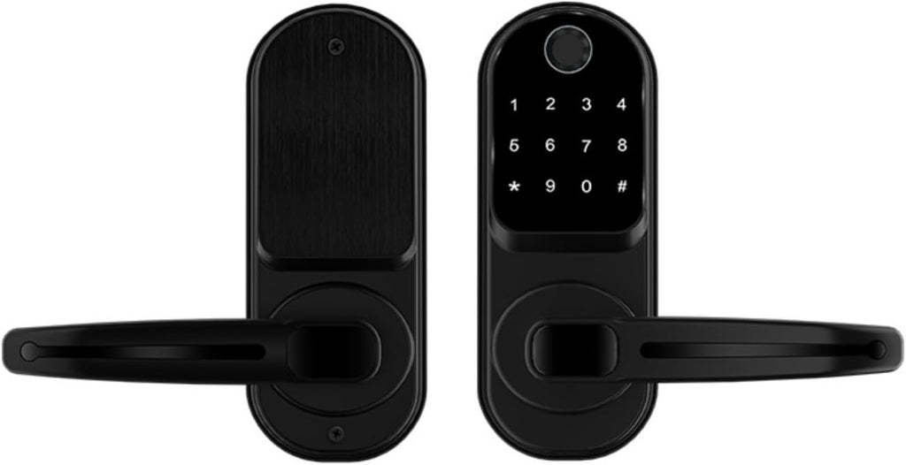 BASIC HOUSE Smart Door Lock,Unlocking with Fingerprint, App, Passcode, Card and Key, Digital Electronic Keypad Handle Lock with 0.3s Recognition for Wooden Door,Apartment,Office Room BS-S11#