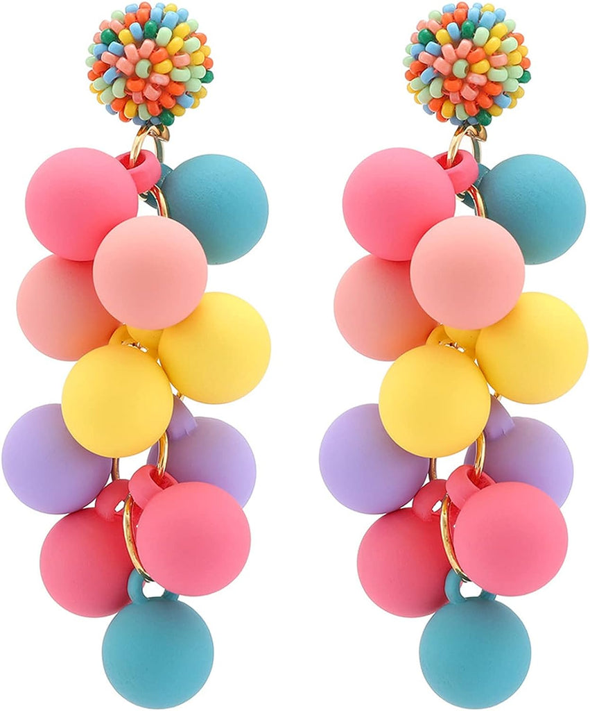 MEACHEAL  Acrylic Ball Beads Dangle Earrings for Women,Colorful Statement Earring Cute Candy Colored Drop Dangle Geometric Jewelry Earrings For Gift Party N03#