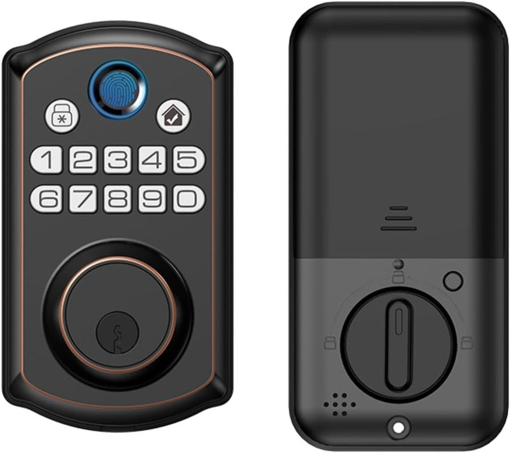 BASIC HOUSE Smart Door Lock Digital Fingerprint Deadbolt with Multiple Unlock Modes, Temporary Password, App Control, Battery Reminder for Home, Hotel, Rental BDS-10#