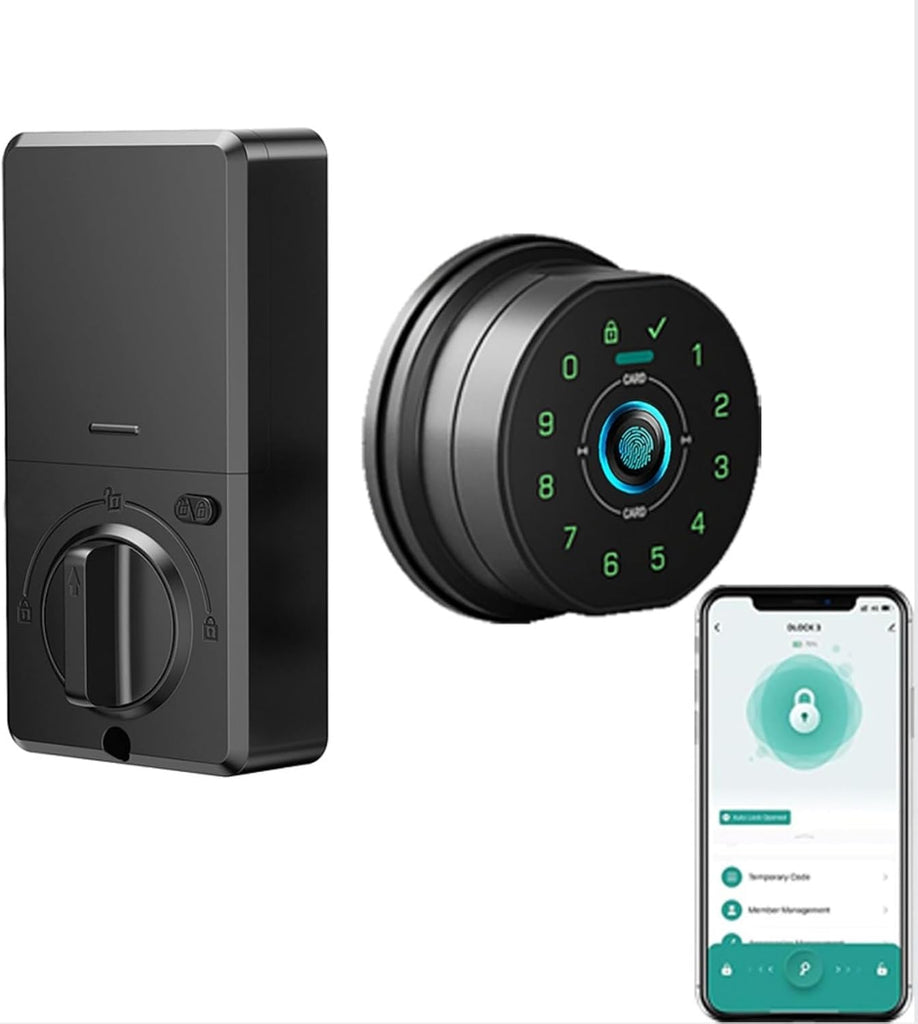 BASIC HOUSE Smart Fingerprint Door Knob with Keypad,Biometric Door knobs with App Control,Auto Lock Door Lock with Code,Keyless Door Knob with Locks for,Home,Bedroom,Office-Matte