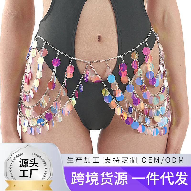 Accessories Summer New Products Nightclub Handmade Body Chain Exaggerated Sequin Skirt Waist Chain Accessories