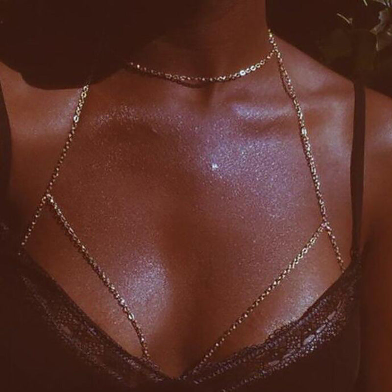 Sexy Fashion Accessories Street Shot Metal Bra Chain Clothing Personality Geometric Summer Body Chain Accessories