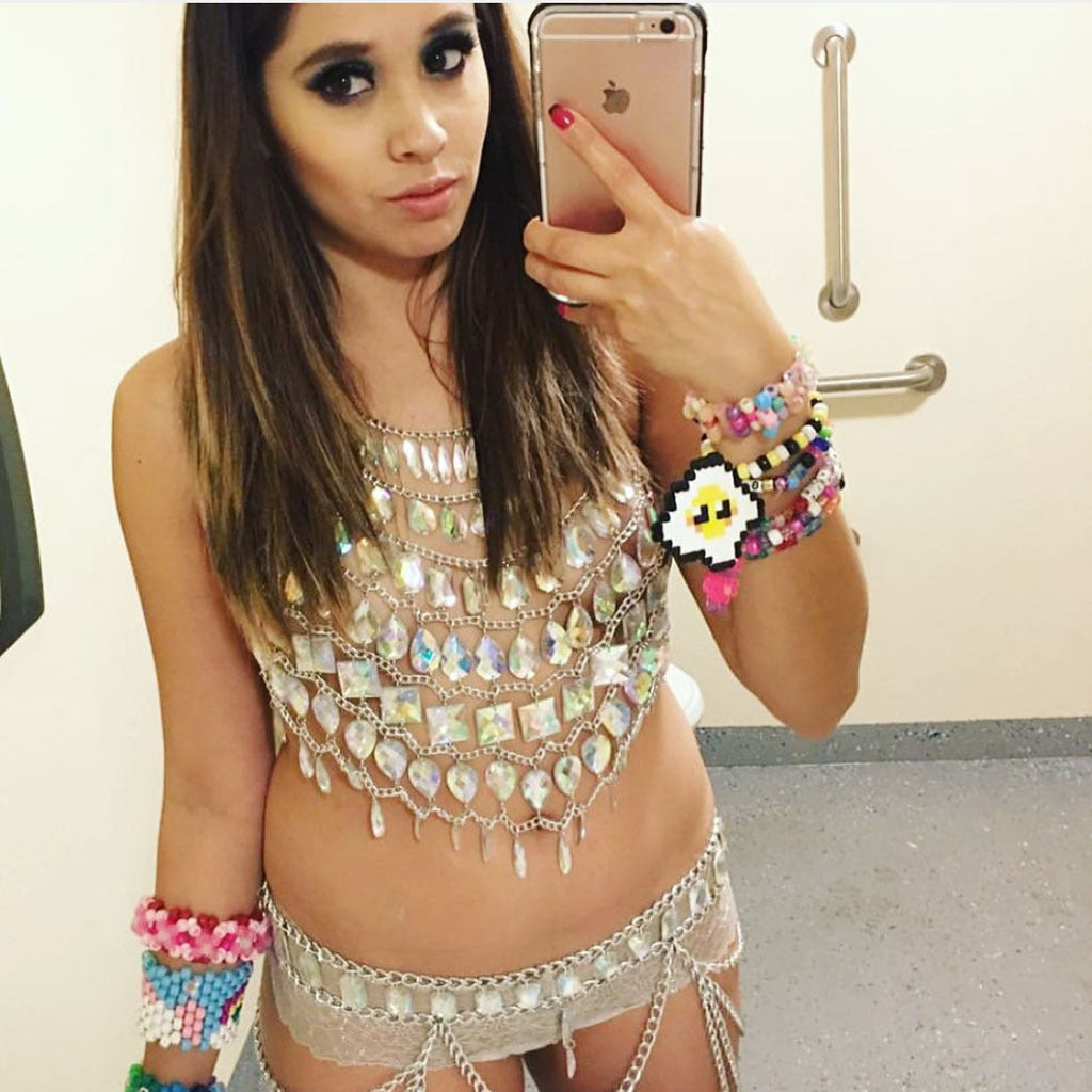 Summer Accessories Sexy Splicing Bra Chain Alloy Beach Gem Skirt Waist Chain Set Body Chain