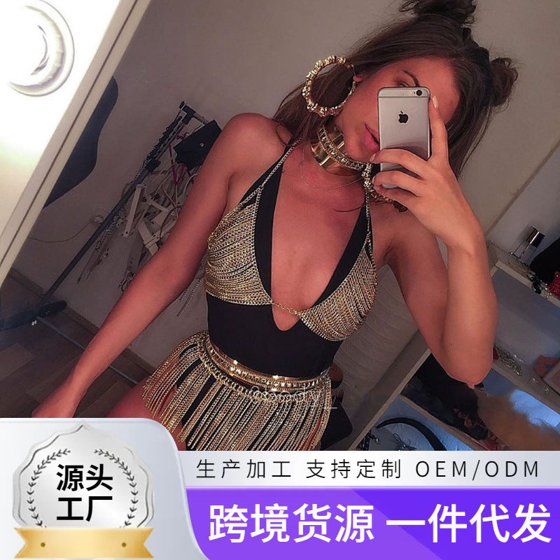 New jewelry exaggerated fringe trendy show body chain waist chain nightclub bikini bra chain trendy