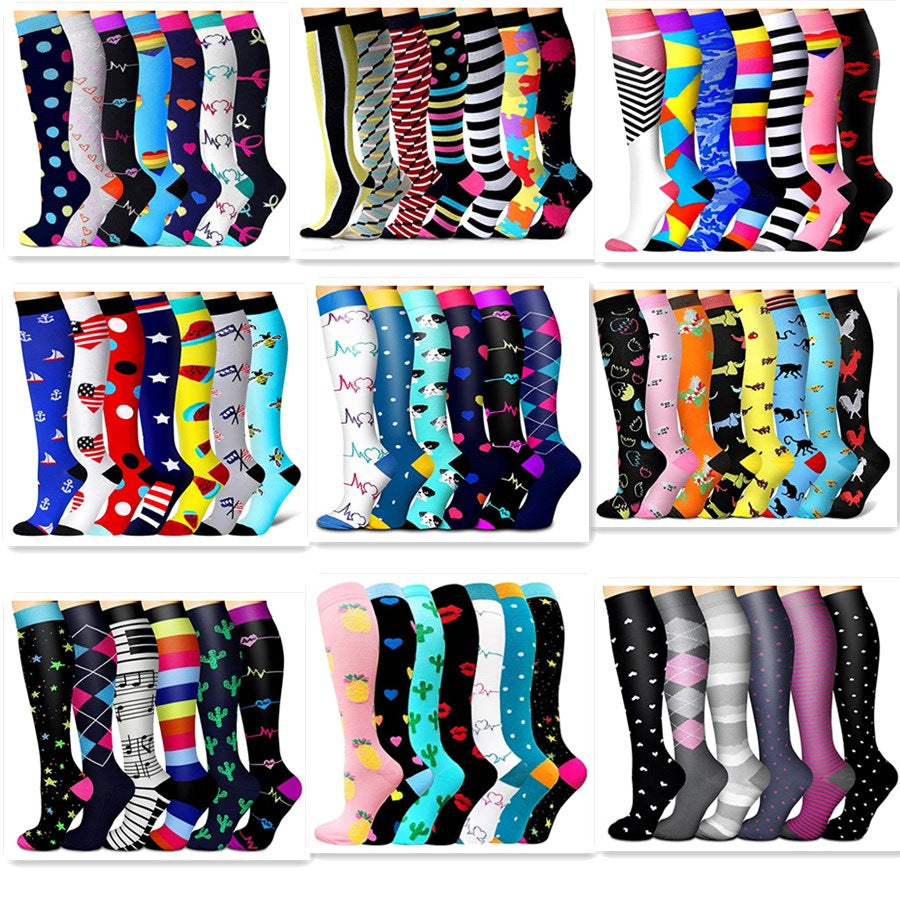Riobuy Leisure Sports Pressure Socks, Men's and Women's Outdoor Stockings Compression Socks, Sports Running Fitness Socks S-1#7